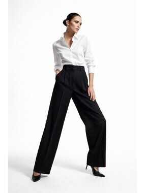 SPORTMAX max mara pants black US 4 trousers pleated high rise straight leg